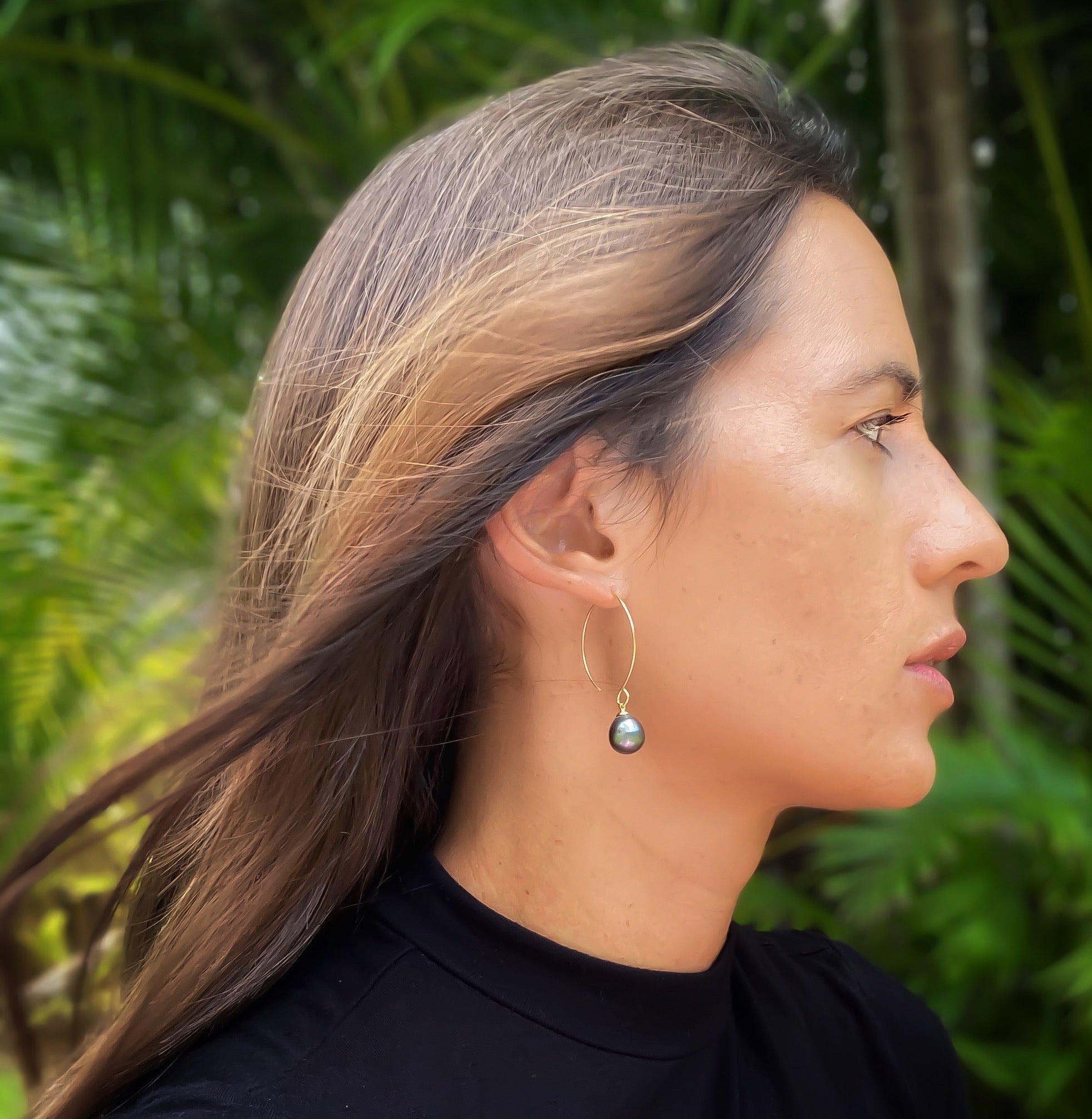 Tahitian Pearl Half Moon Earrings
