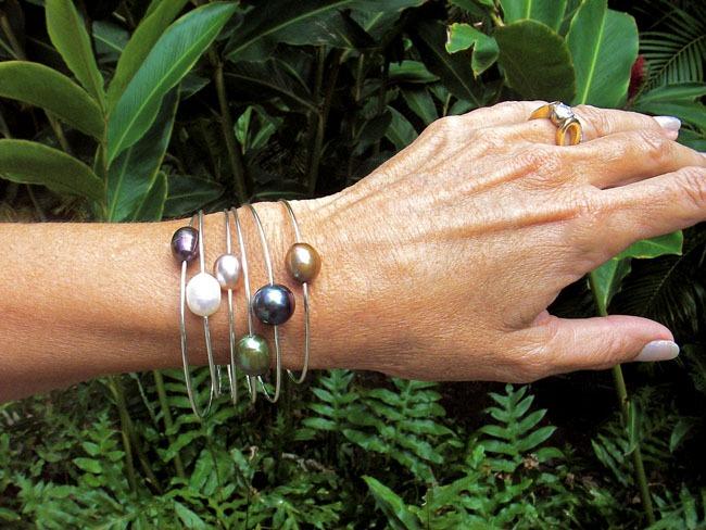 Pearl Bangles - Sterling Silver