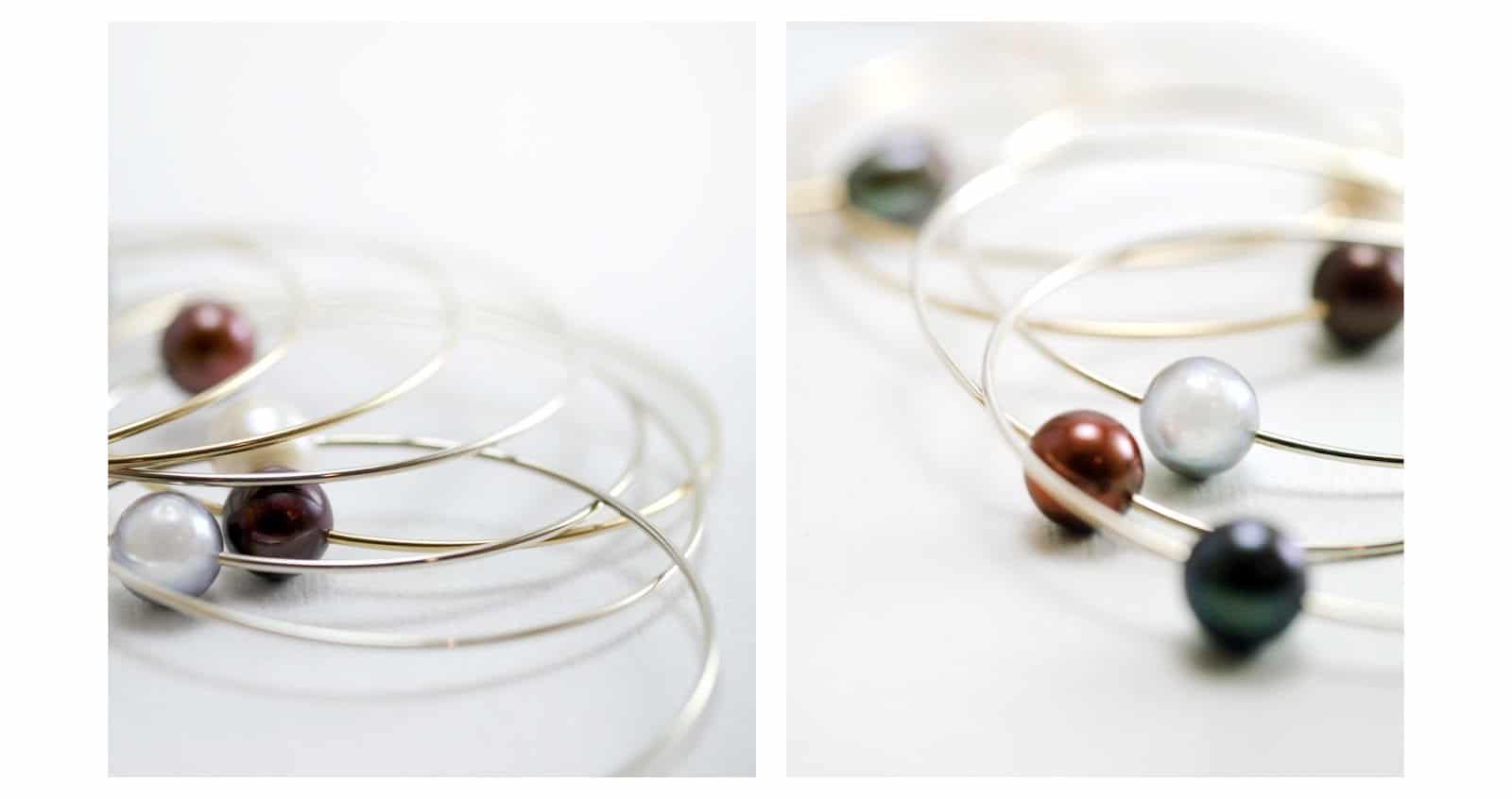 Pearl Bangles - Sterling Silver