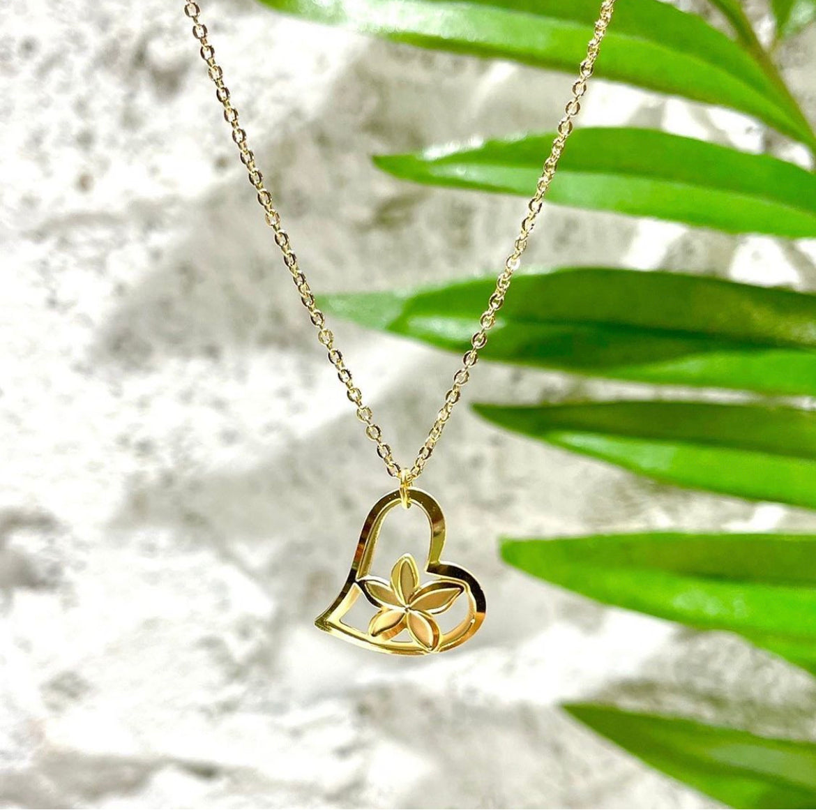 Heart Plumeria Necklace