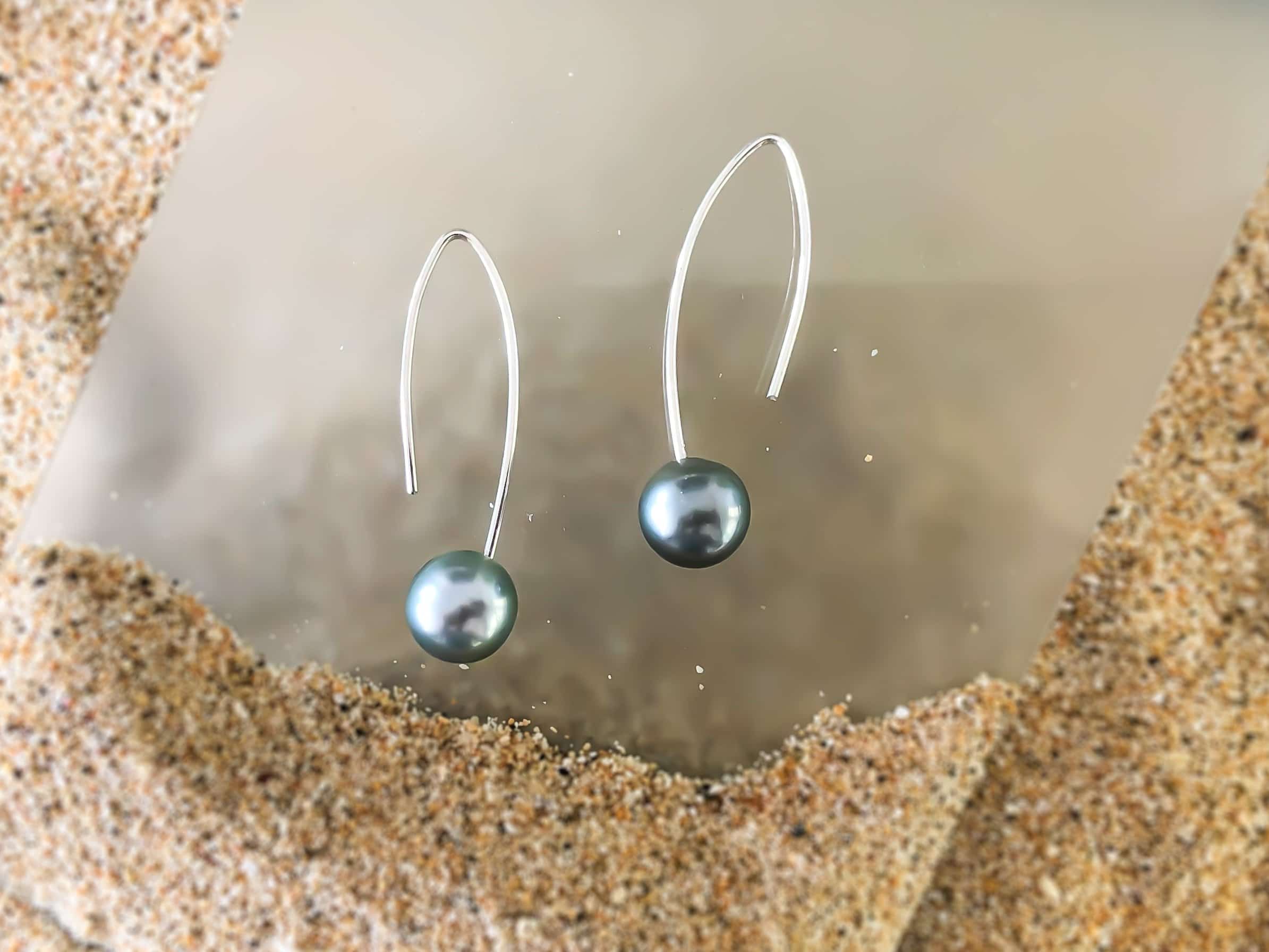 Tahitian Pearl Arc Earrings