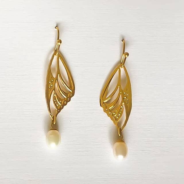 Butterfly Wing - Pearl Earrings