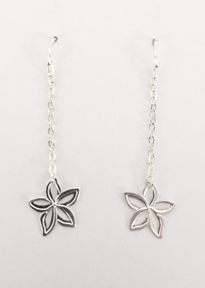 Cut-Out Plumeria Dangle Earring