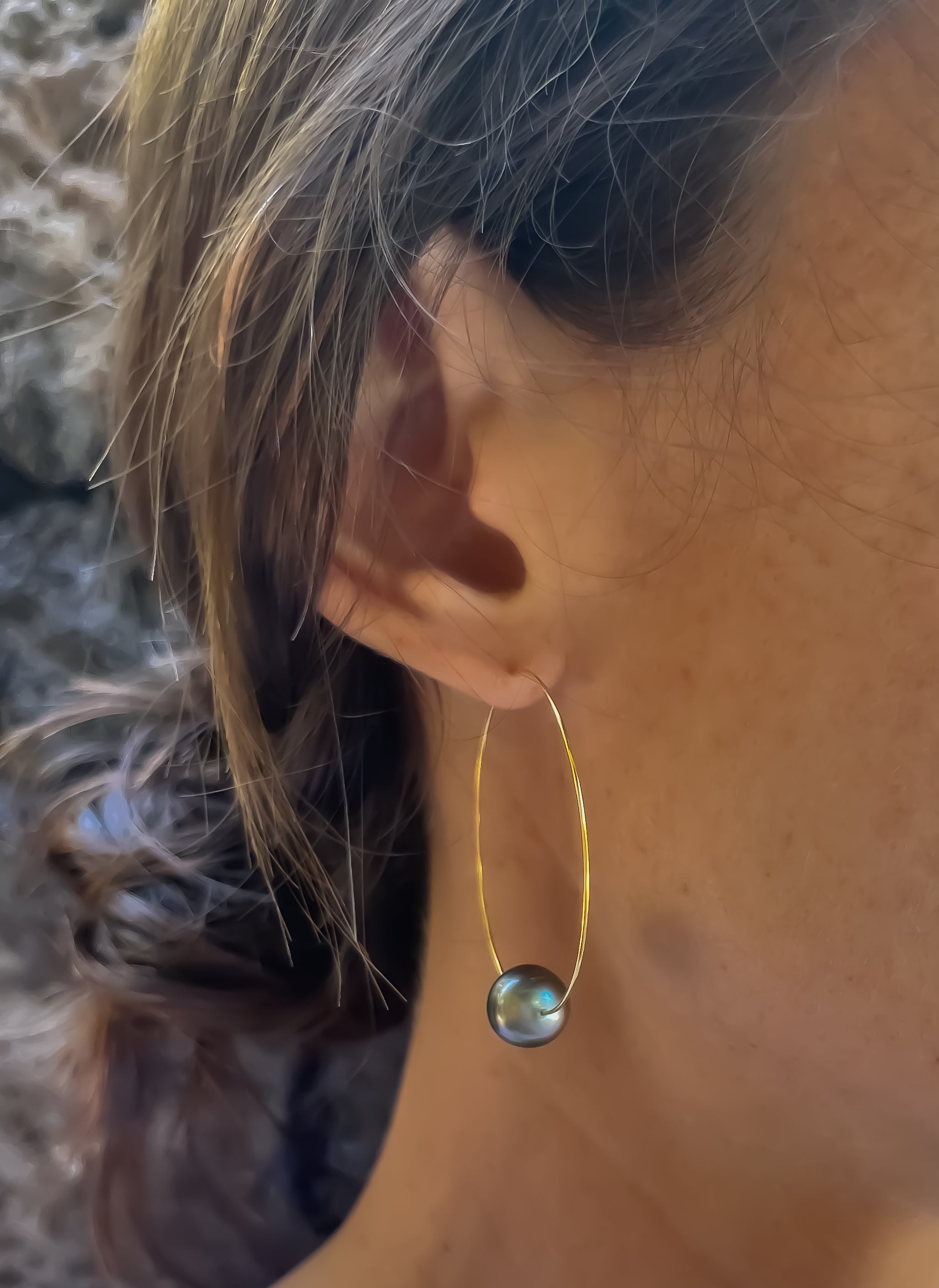 Tahitian Pearl Hoop Earring