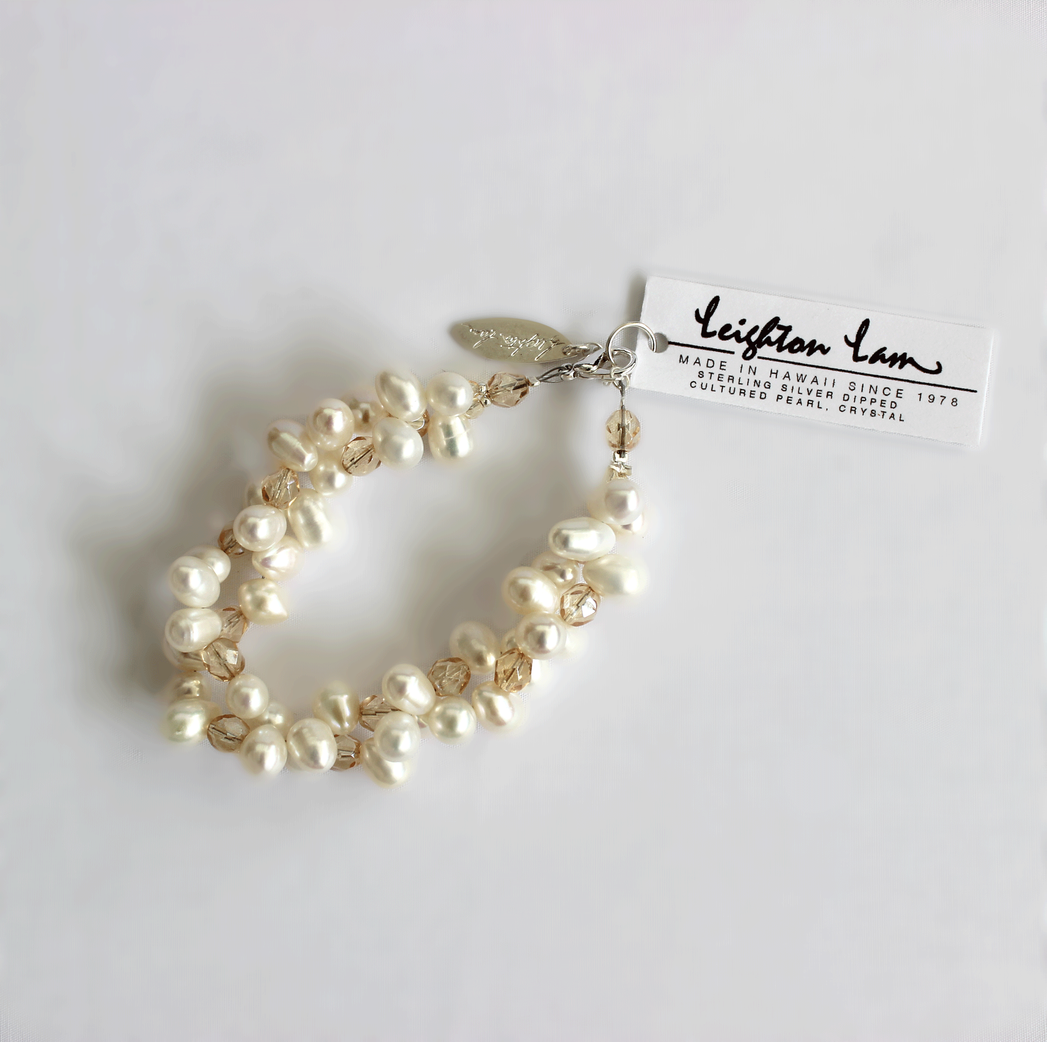 2-strand Freshwater Pearl Bracelets - White & Gold