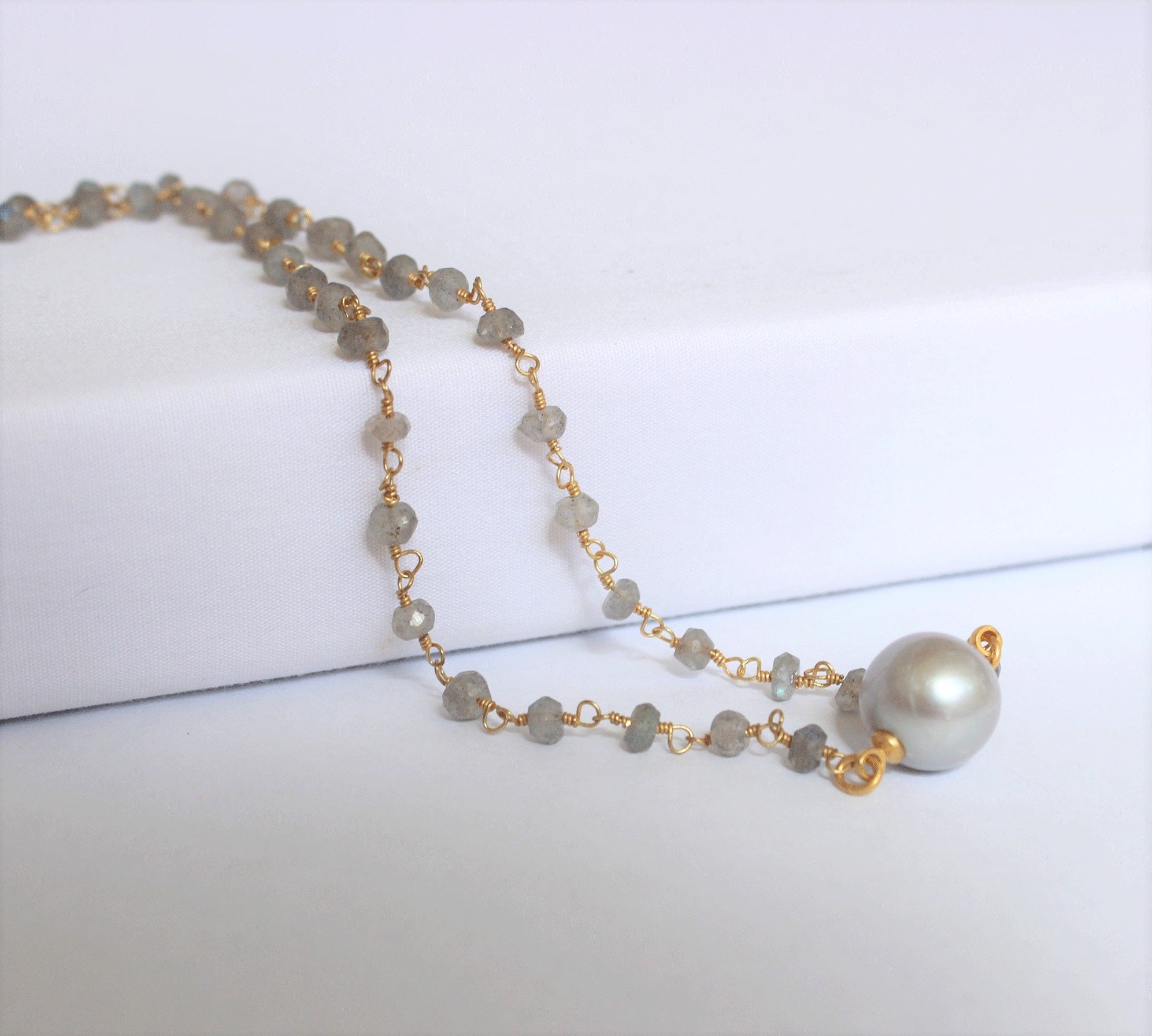 Labradorite & Freshwater Pearl Necklace