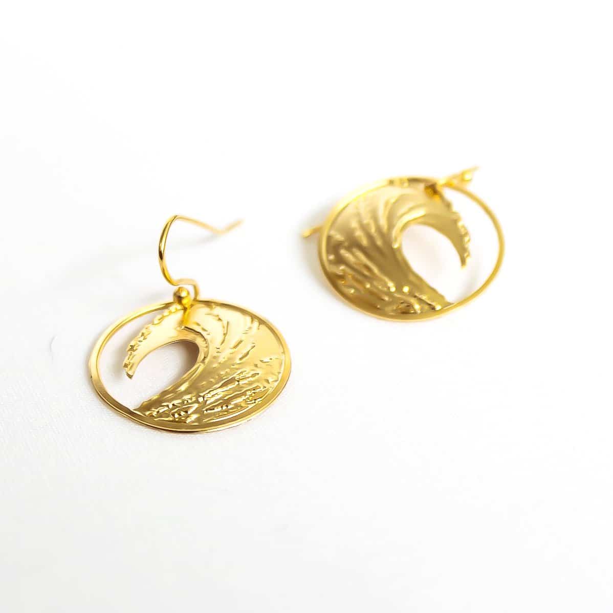 Local Hawaii Jewelry, Island Jewelry, Handcrafted in Hawaii, Hawaiian design jewelry, Hawaii jewelry, ocean wave earrings, Hawaiian gold dangling earrings, Hawaiian silver dangling earrings