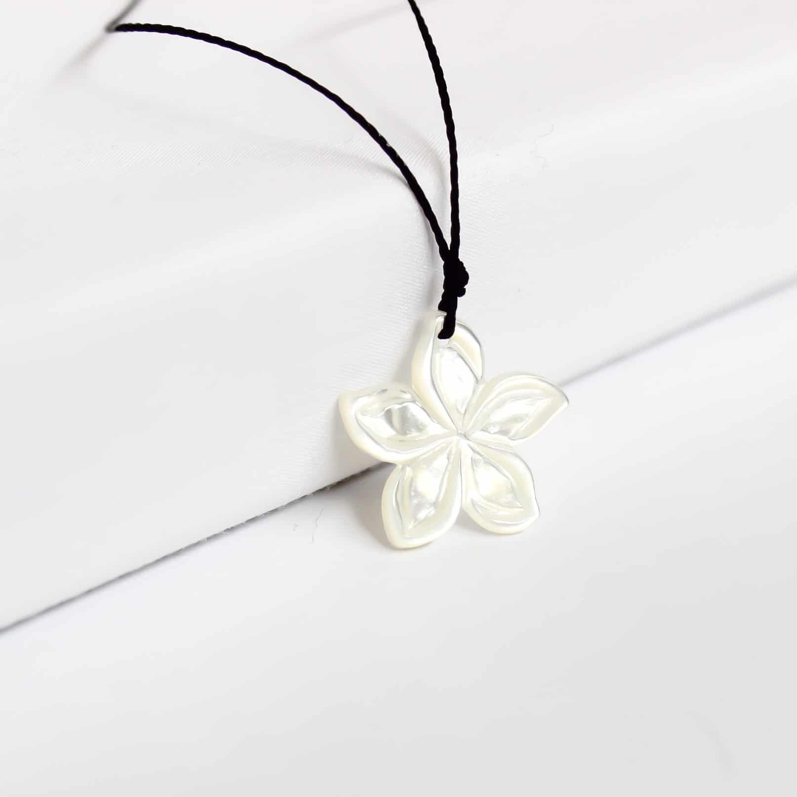 Carved Plumeria Necklace