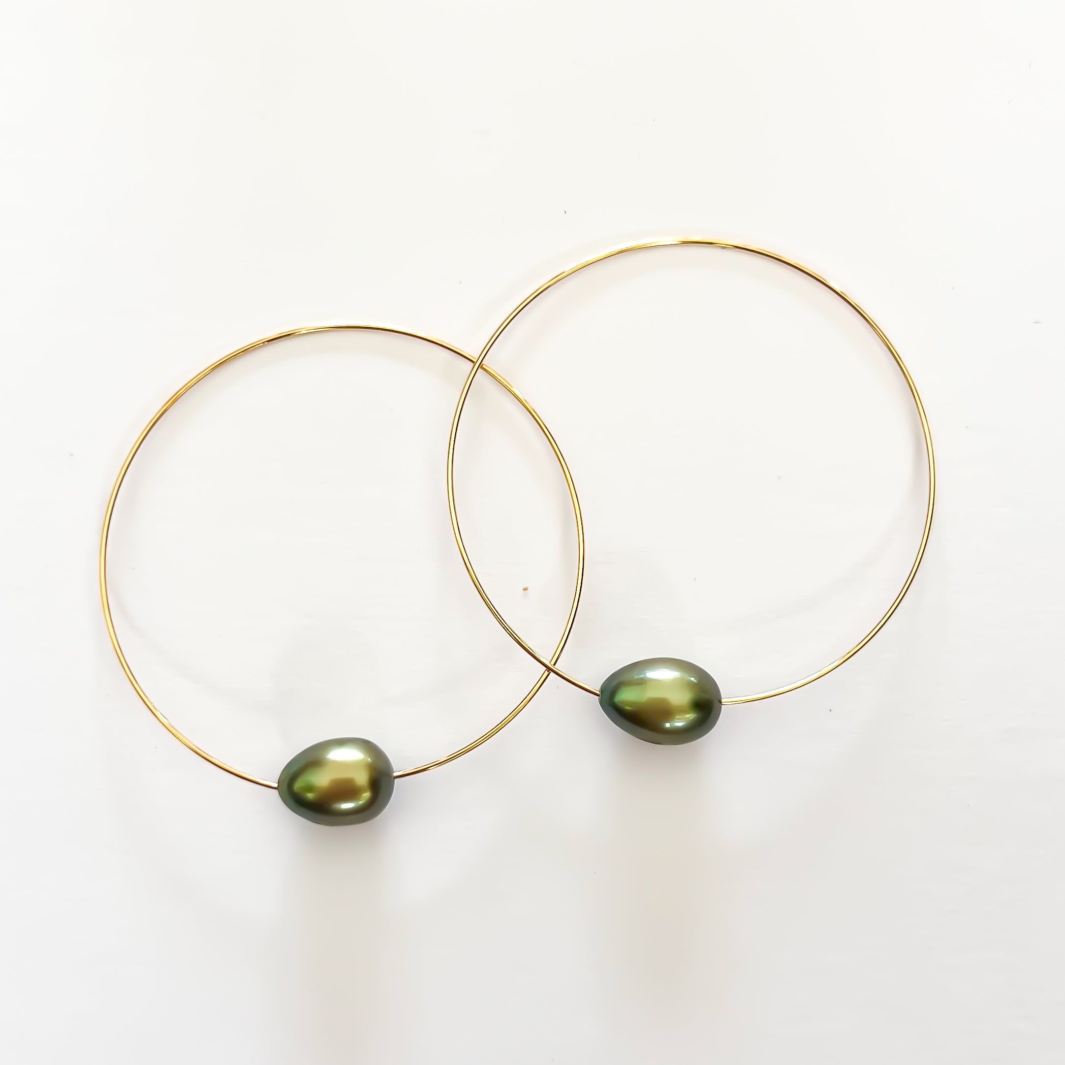 Gold Hoop Freswhwater Pearl Earrings