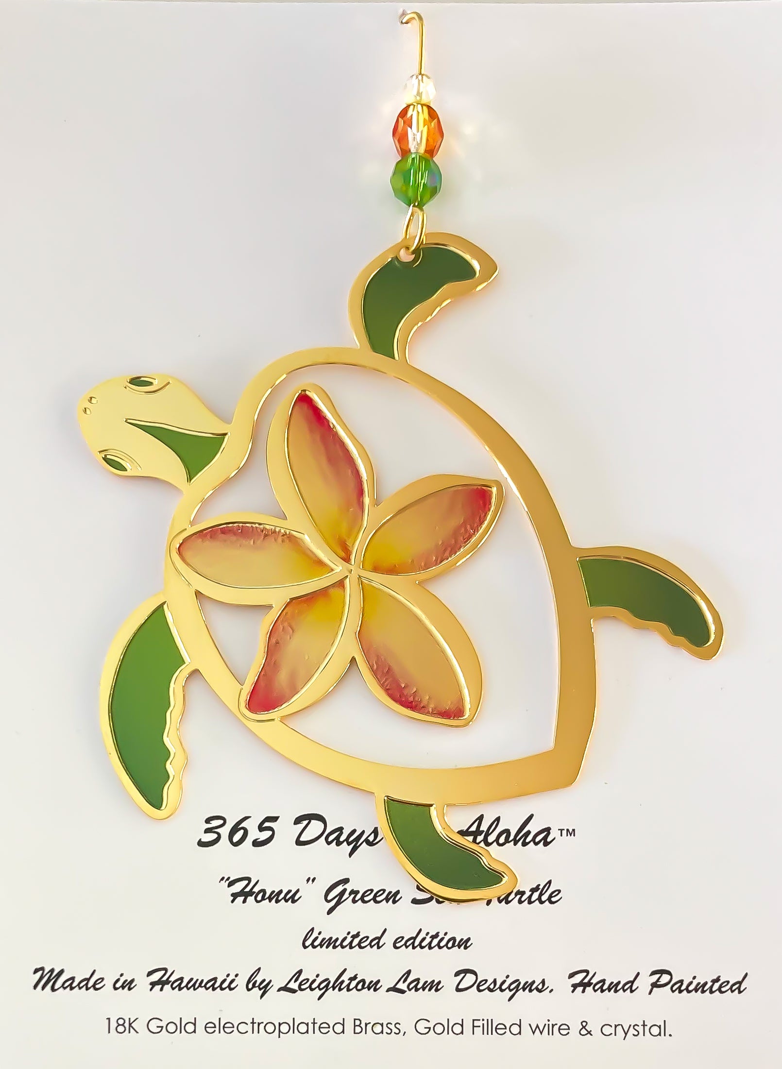 Local Hawaii ornamant, Island design, Handcrafted in Hawaii, Hawaiian flower design, Hawaiian gold ornament