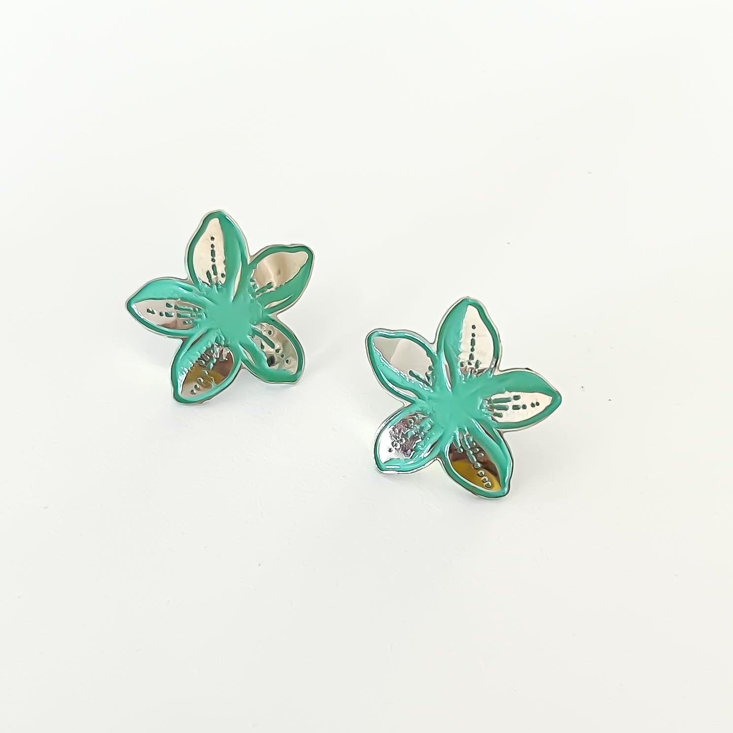 Seafoam Plumeria Earrings