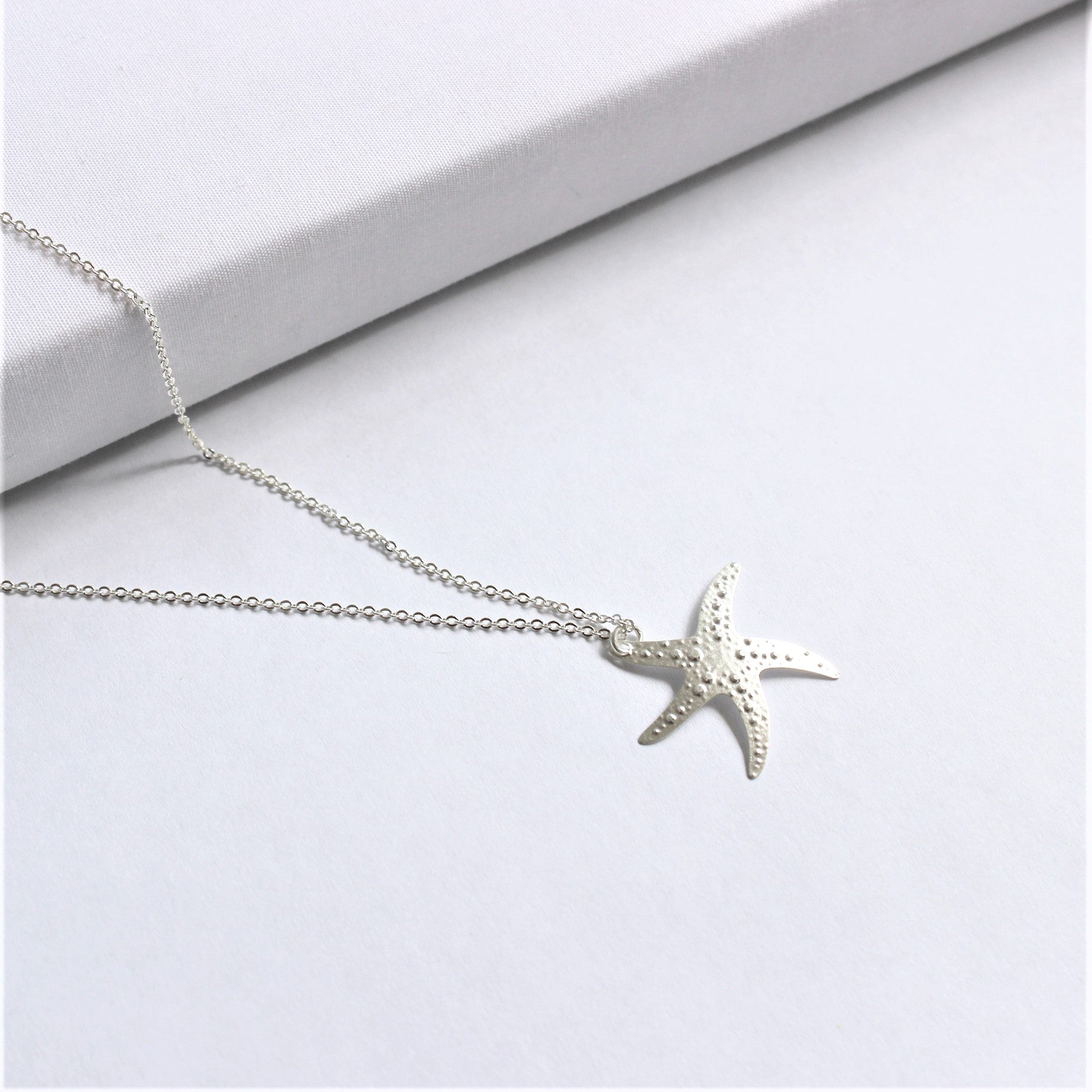 Starfish Necklace with Mint Green Sea Pottery - Bits off the Beach