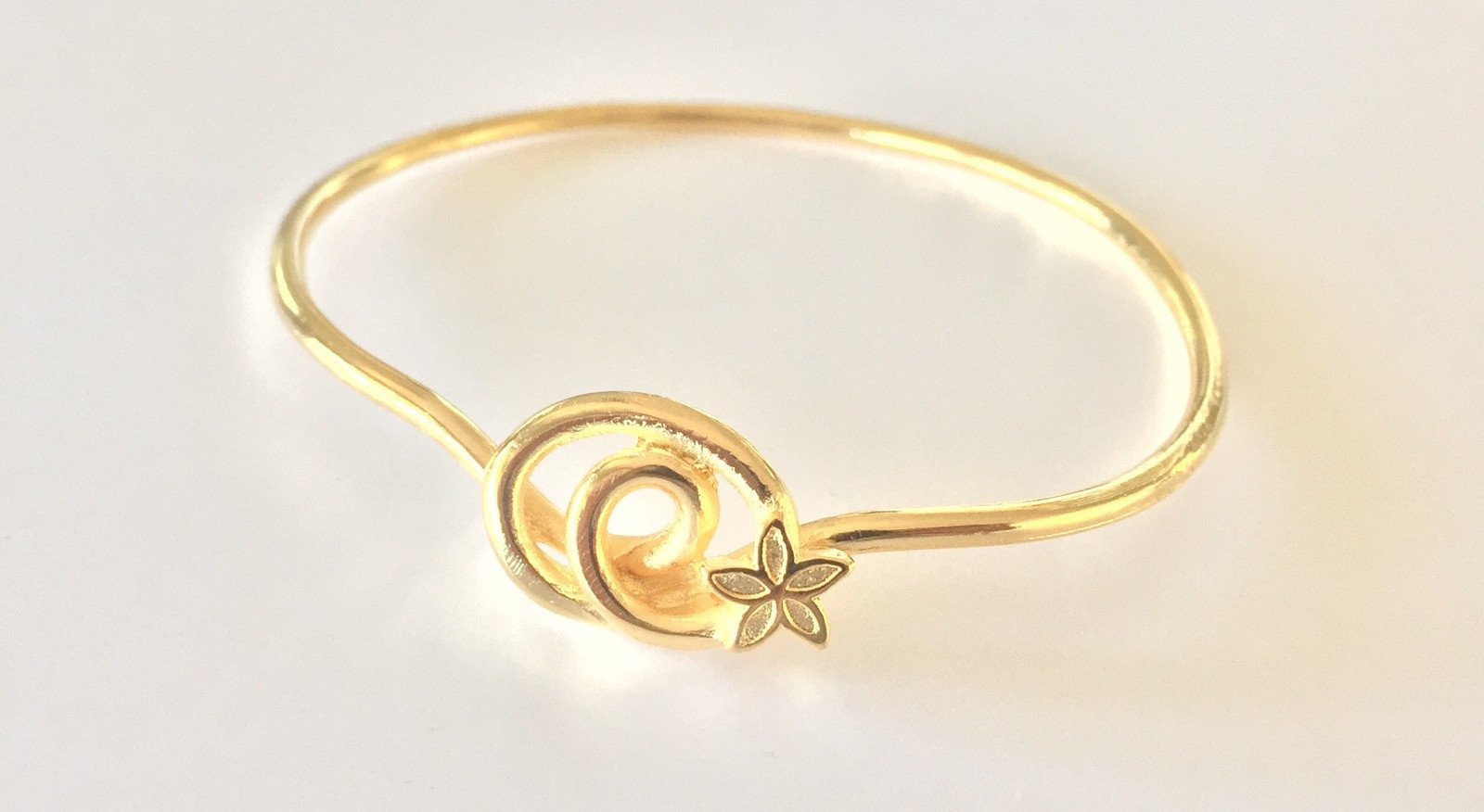 Plumeria Swirl Gold or Silver Bangle